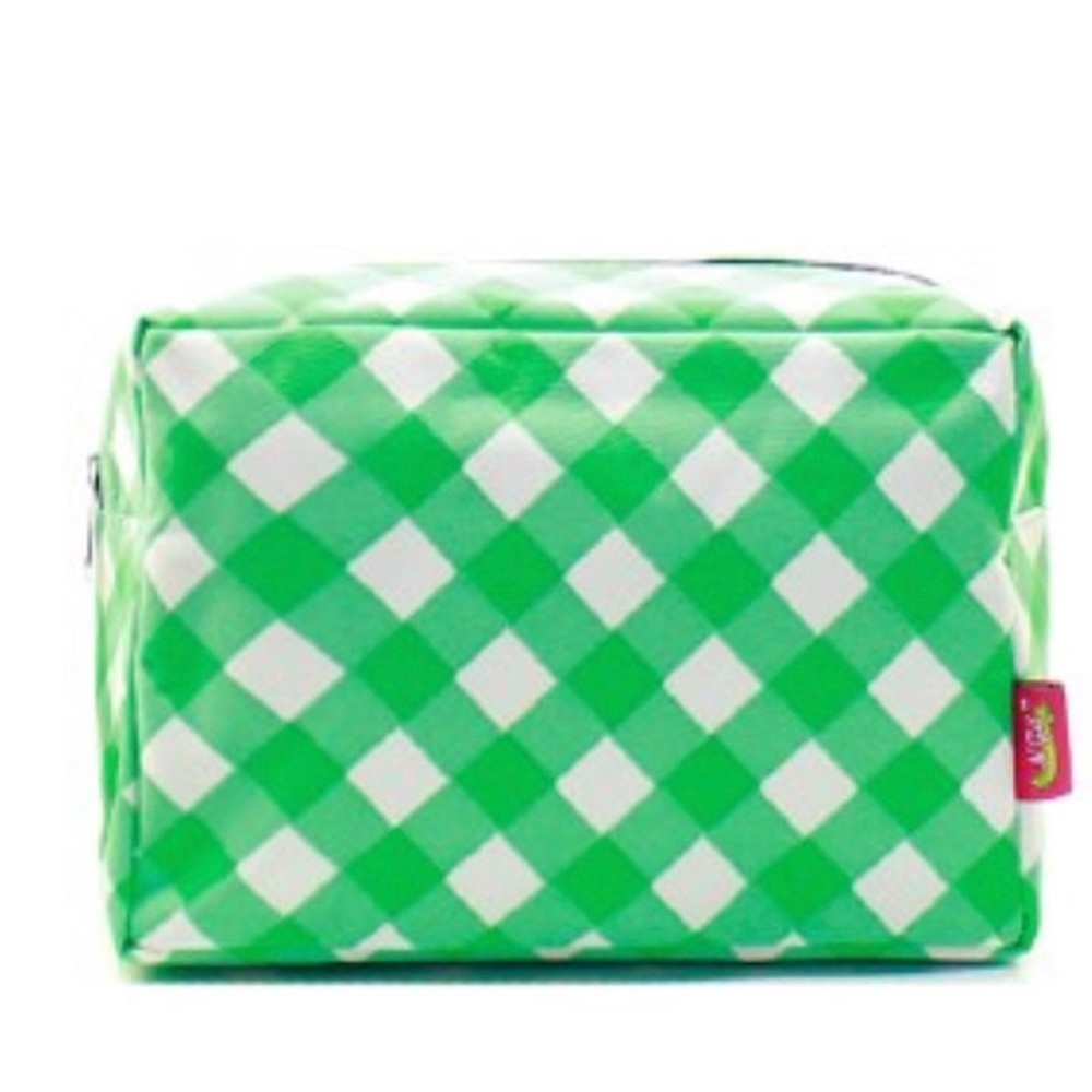 New! Green Plaid Cosmetic Toiletry Bag